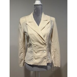 Vintage La Perla Cream Off White Cropped Blazer Jacket Buttons Size IT44 SMALL‎